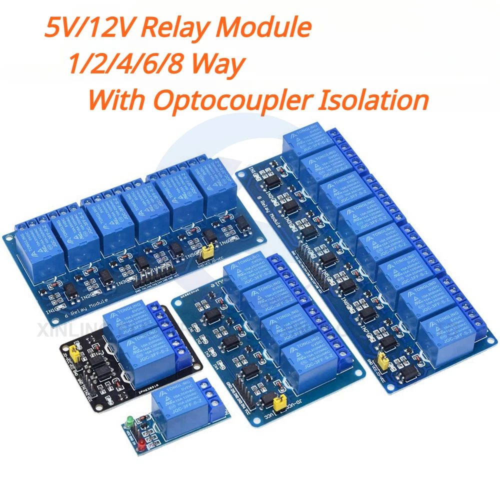 Relay Module 1 Channel - 5/12V 1/2/4/6/8 チャンネルリレーモジュール、フォトカプラ付きリレー出力 1 2 4