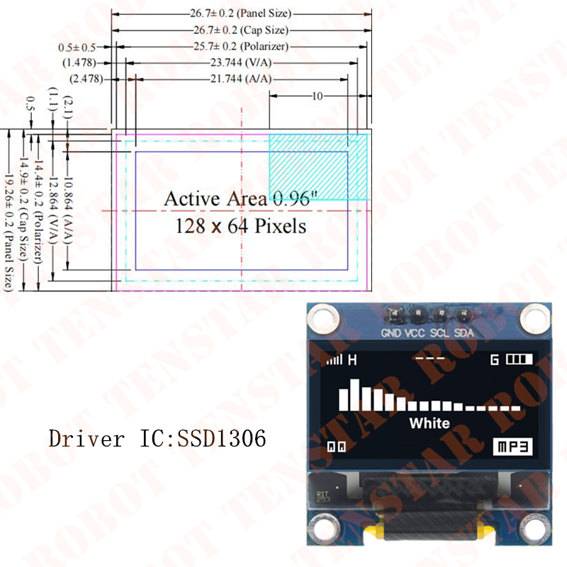 TENSTAR 0.96 インチ OLED SSD1306  - Oled Display 0.96 のレビューと価格