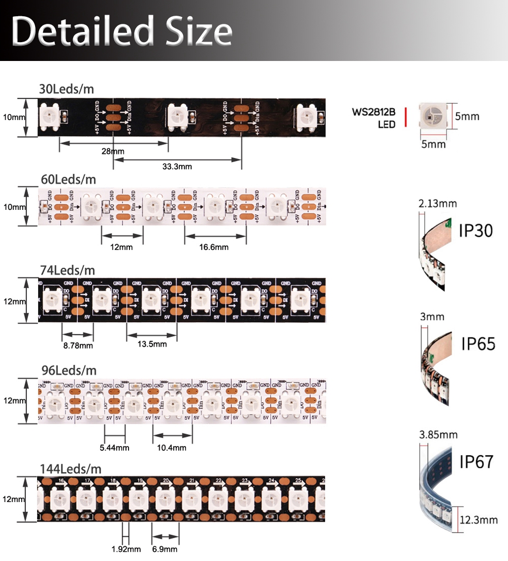 WS2811 WS2812B WS2813 WS2815 5 - Ws2812B Strip 5V のレビューと価格