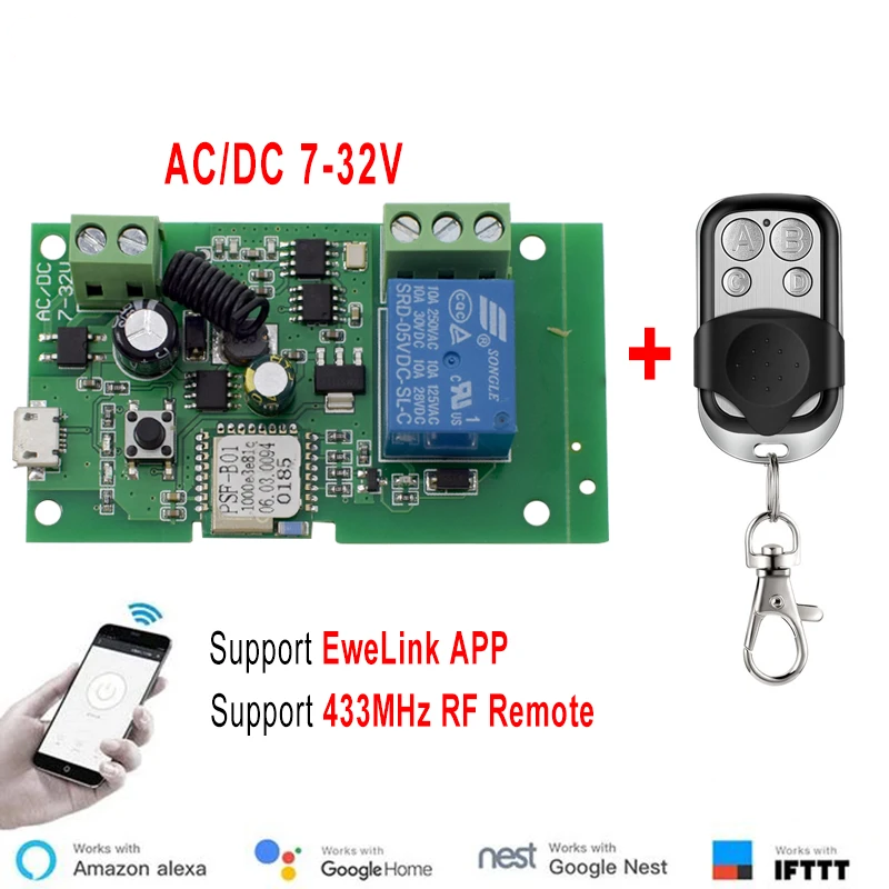 Ewelink AC/DC 5V 7V-32V 1 チャンネ - Relay Module 1 Channel のレビューと価格