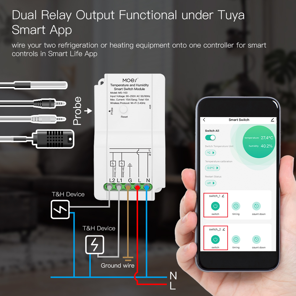 スマート温度および湿度センサーモジュール,デュアルリレー,出 - Joystick Module のレビューと価格