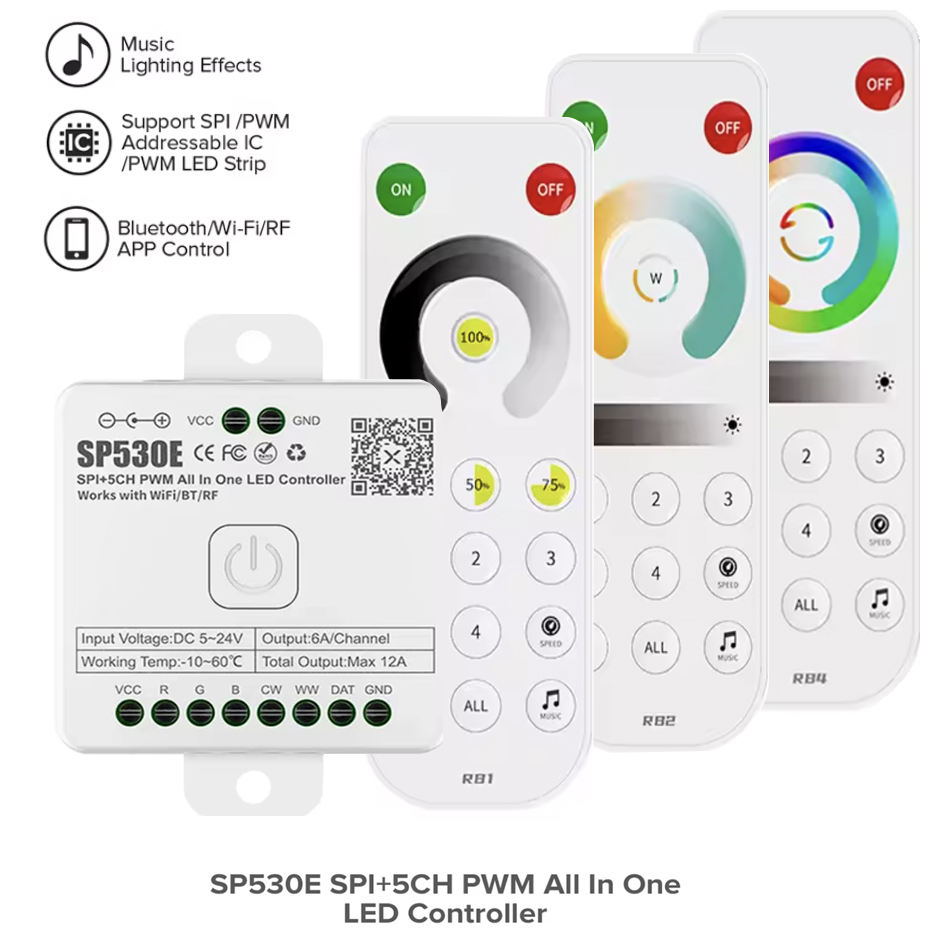 SP530E オールインワン LED コントローラー 5CH - Ws2812B Strip 5V のレビューと価格