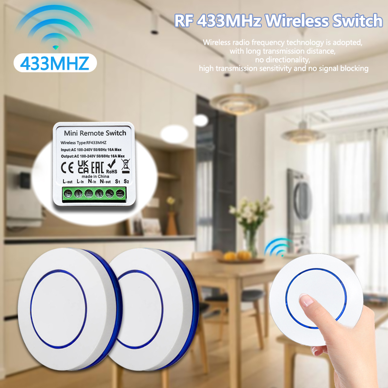 433HMz ワイヤレスライトスイッチ 10A リレー受信機 - Ir Remote Module のレビューと価格