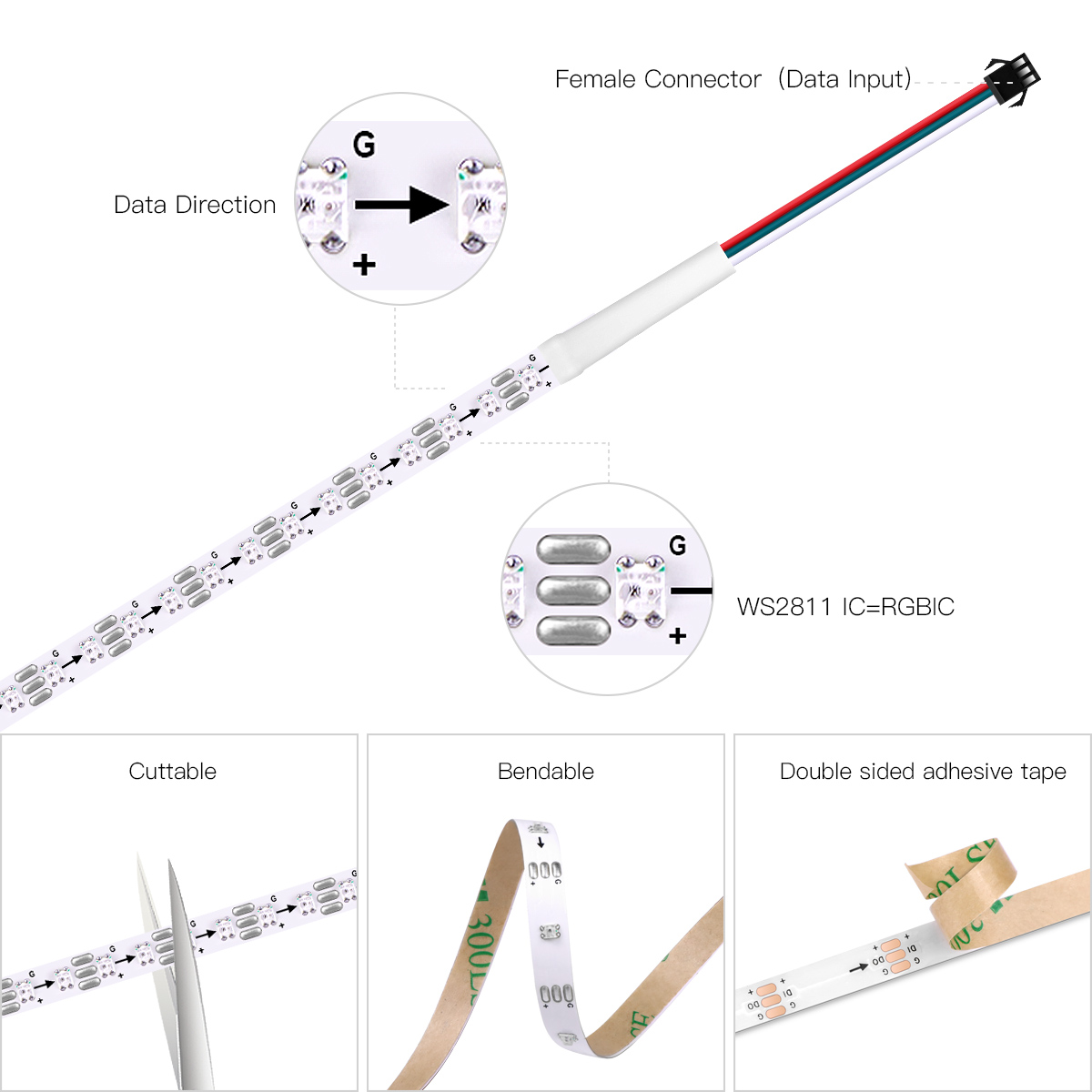 スマート RGBIC WS2812B IC ピクセル LED - Ws2812B Strip 5V のレビューと価格