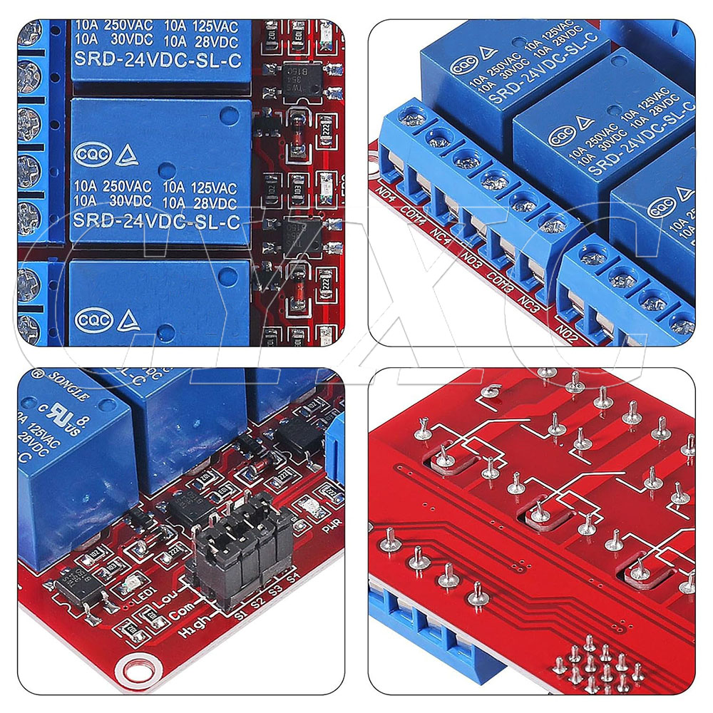 4チャンネル 5V 12V 24V リレーモジュール フォト - Relay Module 4 Channel のレビューと価格
