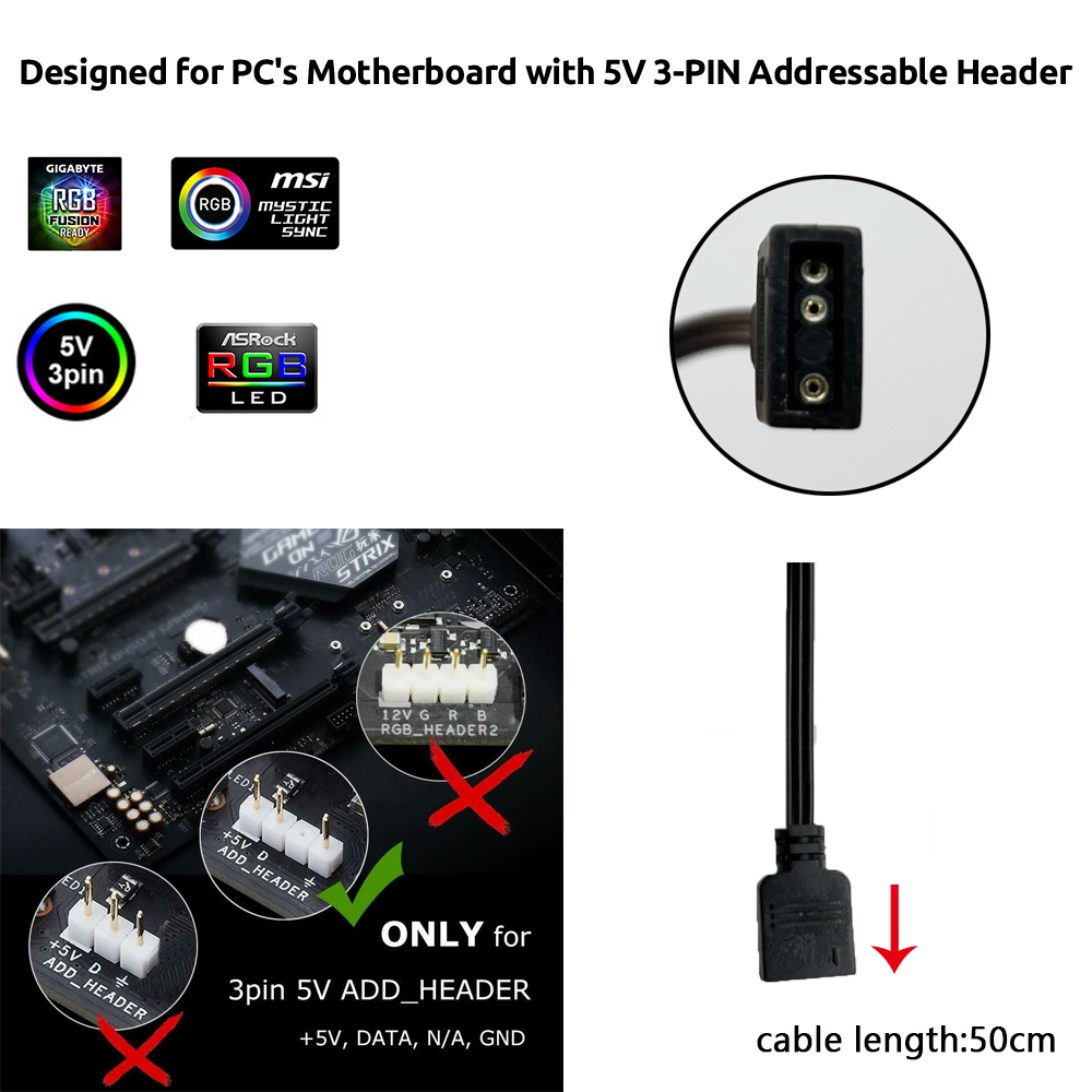 Asus Auraゲーミングケース用5V ARGB 3ピンヘ - Ws2812B Strip 5V のレビューと価格