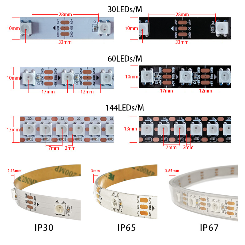LEDストリップライト,1m/5m,ws2812b 30/6 - Ws2812B Strip 5V のレビューと価格