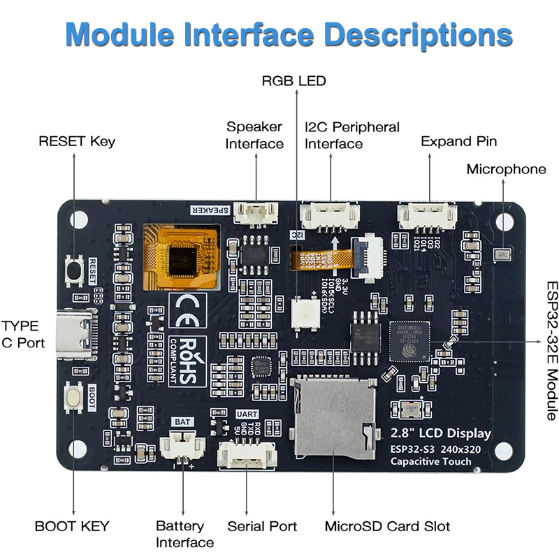 ESP32-S3 2.8インチIPS TFTタッチスクリーン - Oled Display 0.96 のレビューと価格